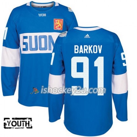 Finland Trøje Aleksander Barkov 91 2016 World Cup Børn Blå Premier